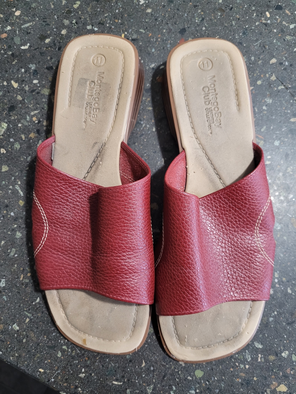 Women’s Red Leather Slide Sandals